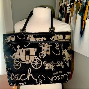 Vintage Coach black and tan Satchel Bag